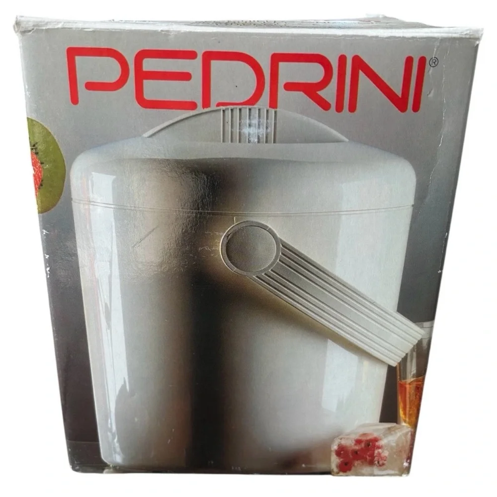 Vintage 1980s PEDRINI White Art Deco Ice Bucket Made In Italy Original Box